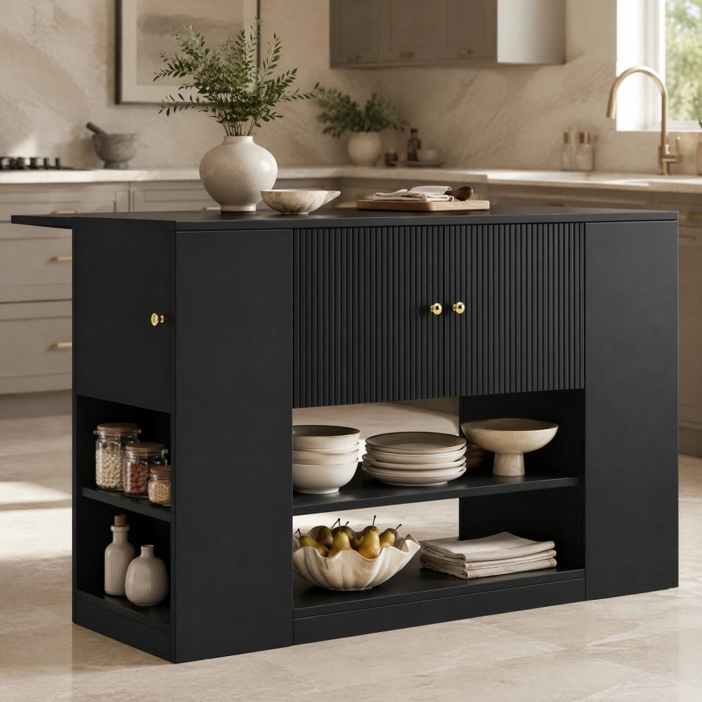 Isola da cucina in MDF con piano ribaltabile e cassetti