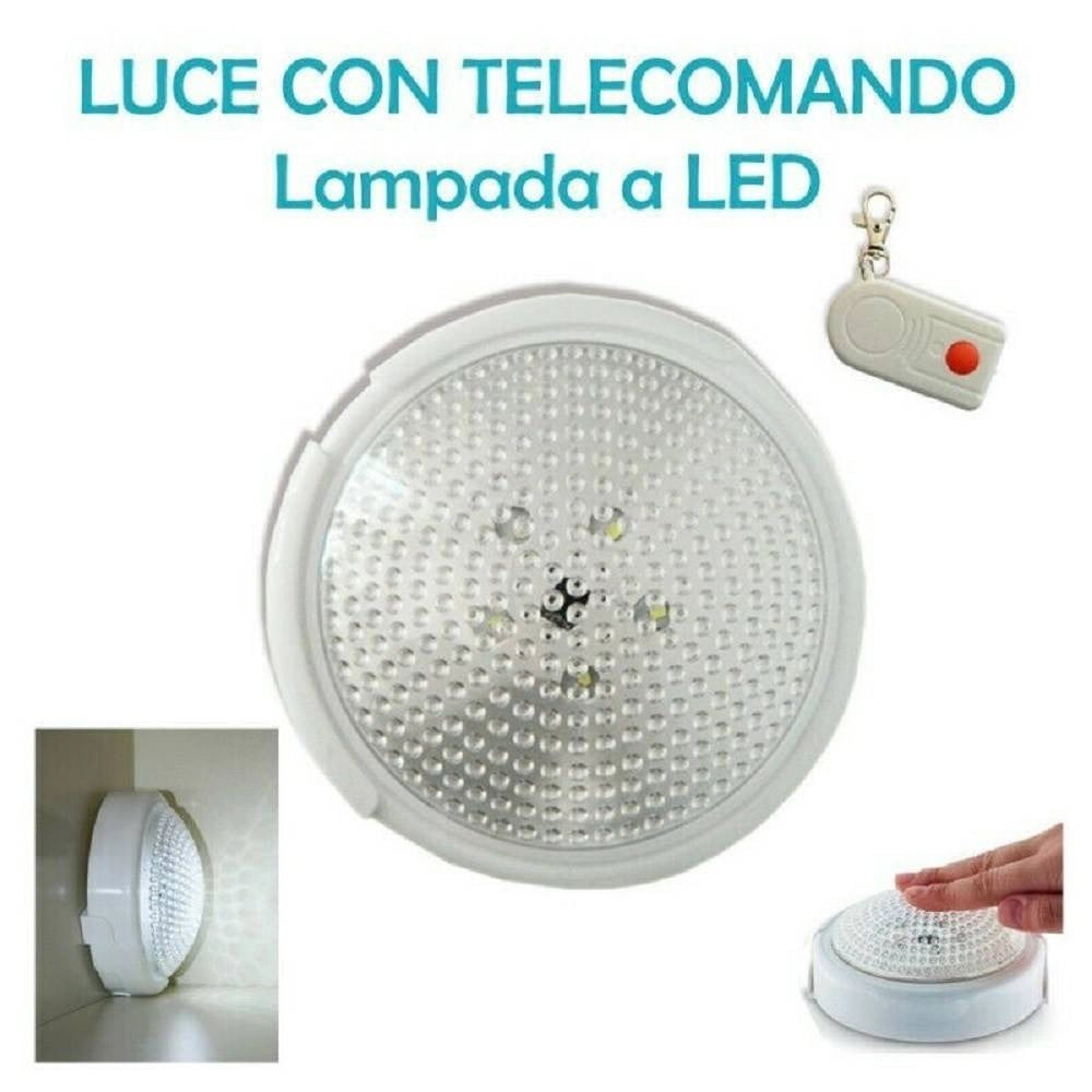 Trade Shop - Lampada Led Luce Da Interno Wireless Senza Fili Con Telecomando Emergenza -