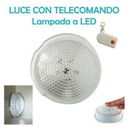 Trade Shop - Lampada Led Luce Da Interno Wireless Senza Fili Con Telecomando Emergenza -