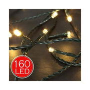 Trade Shop - Catena Luminosa 17,8mt Luci Natale 160 Led Bianco Caldo Per Interno Esterno -