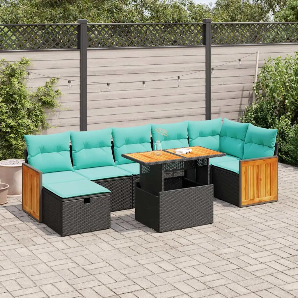 Set Divano da Giardino 8pz con Cuscini Grigio Polyrattan Acacia 3328163