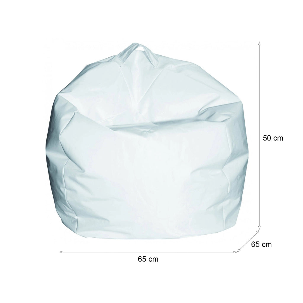 Pouf a sacco Ascia, colore bianco, Misure 65 x 50 x 65 cm