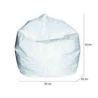 Pouf a sacco Ascia, colore bianco, Misure 65 x 50 x 65 cm