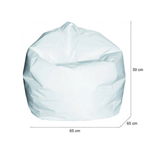 Pouf a sacco Ascia, colore bianco, Misure 65 x 50 x 65 cm