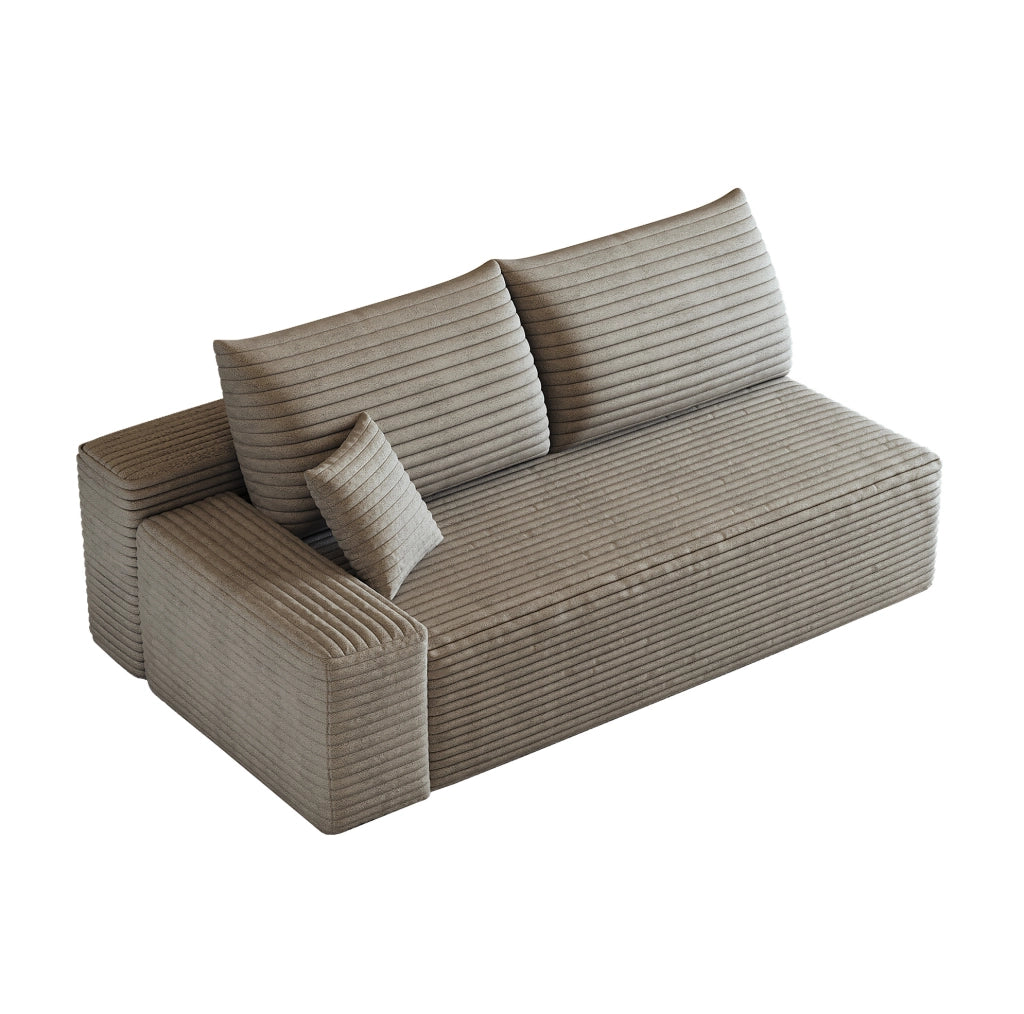Divano modulare 2 posti con chaise longue sinistra, colore cammello