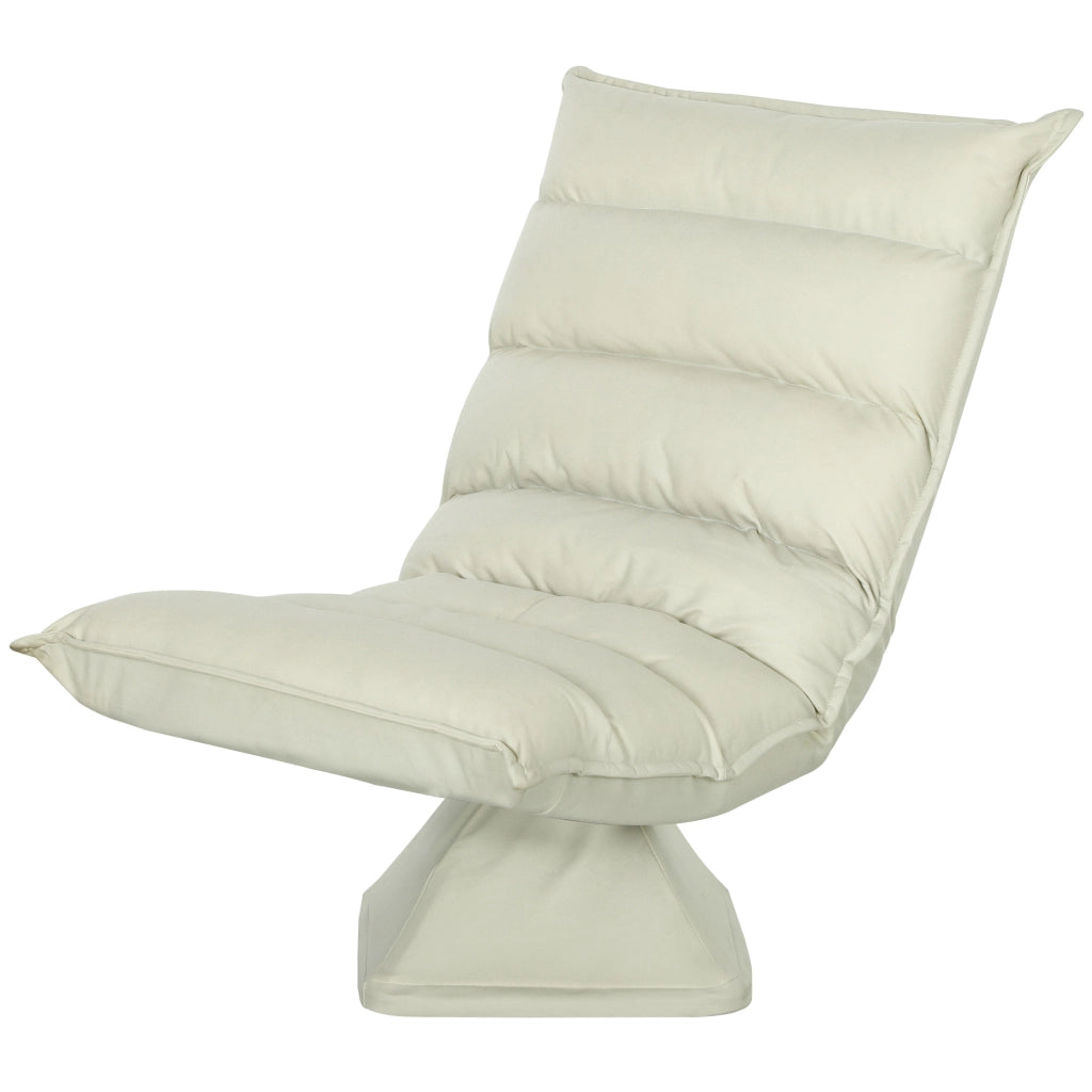 Poltrona in Tessuto Imbottita Girevole a 360¡ã e Reclinabile a 3 Livelli 62x70x95cm, Beige