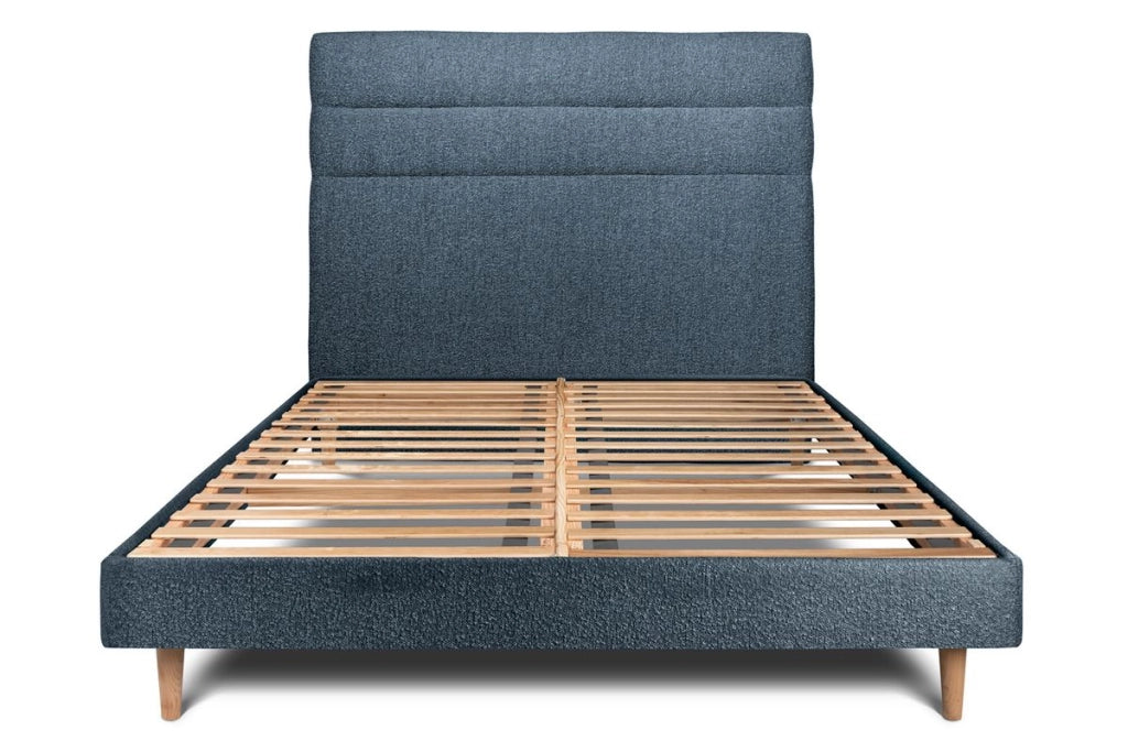 Letto 135x190 cm con testiera in linea - tessuto bouclé
