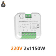Alcapower Smart Switch 220-240V AC Doppio Canale 2x1150W Modulo Domotico Intelligente per Carichi Resistivi e Induttivi Dimensioni Compatte 44x44x22mm