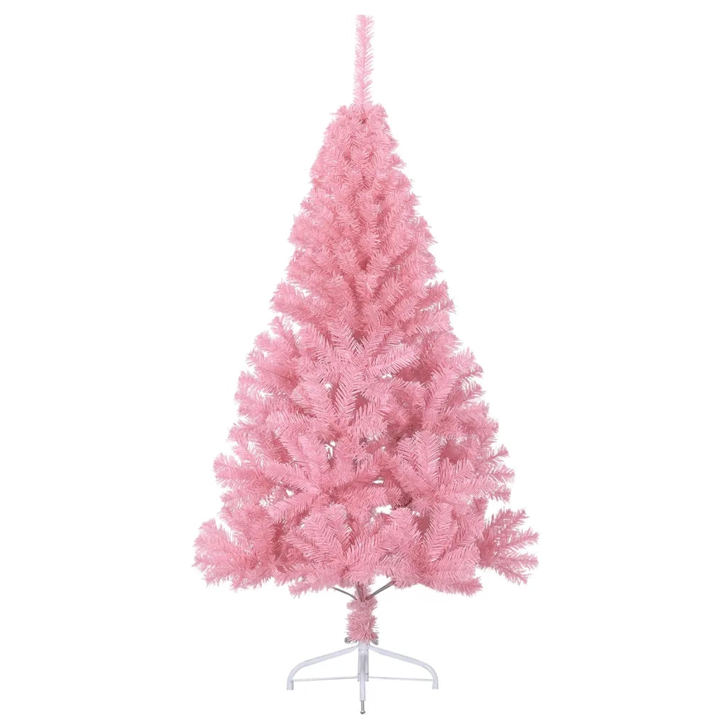 Albero di Natale Artificiale a MetÃ  con Supporto Rosa 150cm PVC