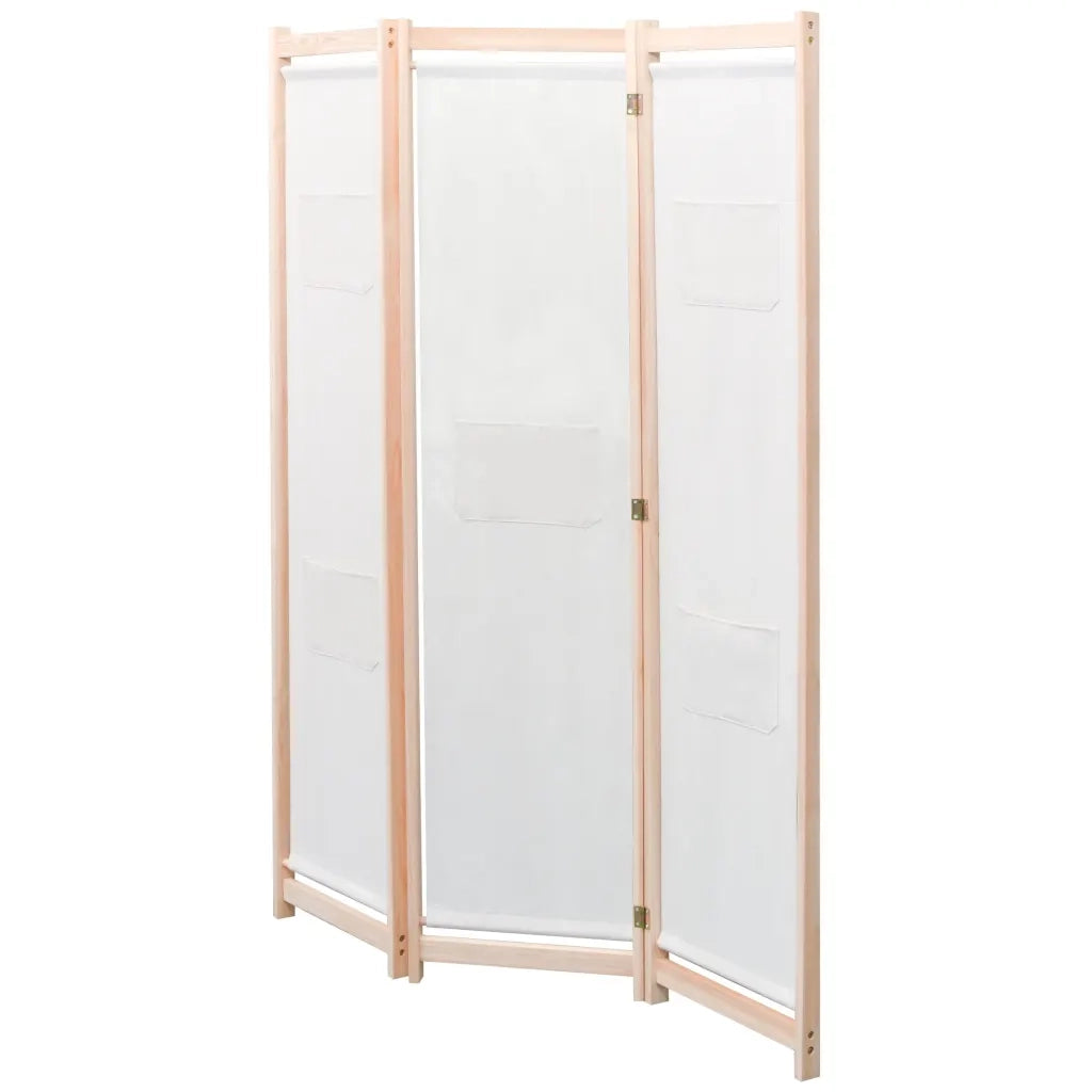 Paravento a 3 Pannelli-Divisorio Crema 120x170x4 cm in Tessuto
