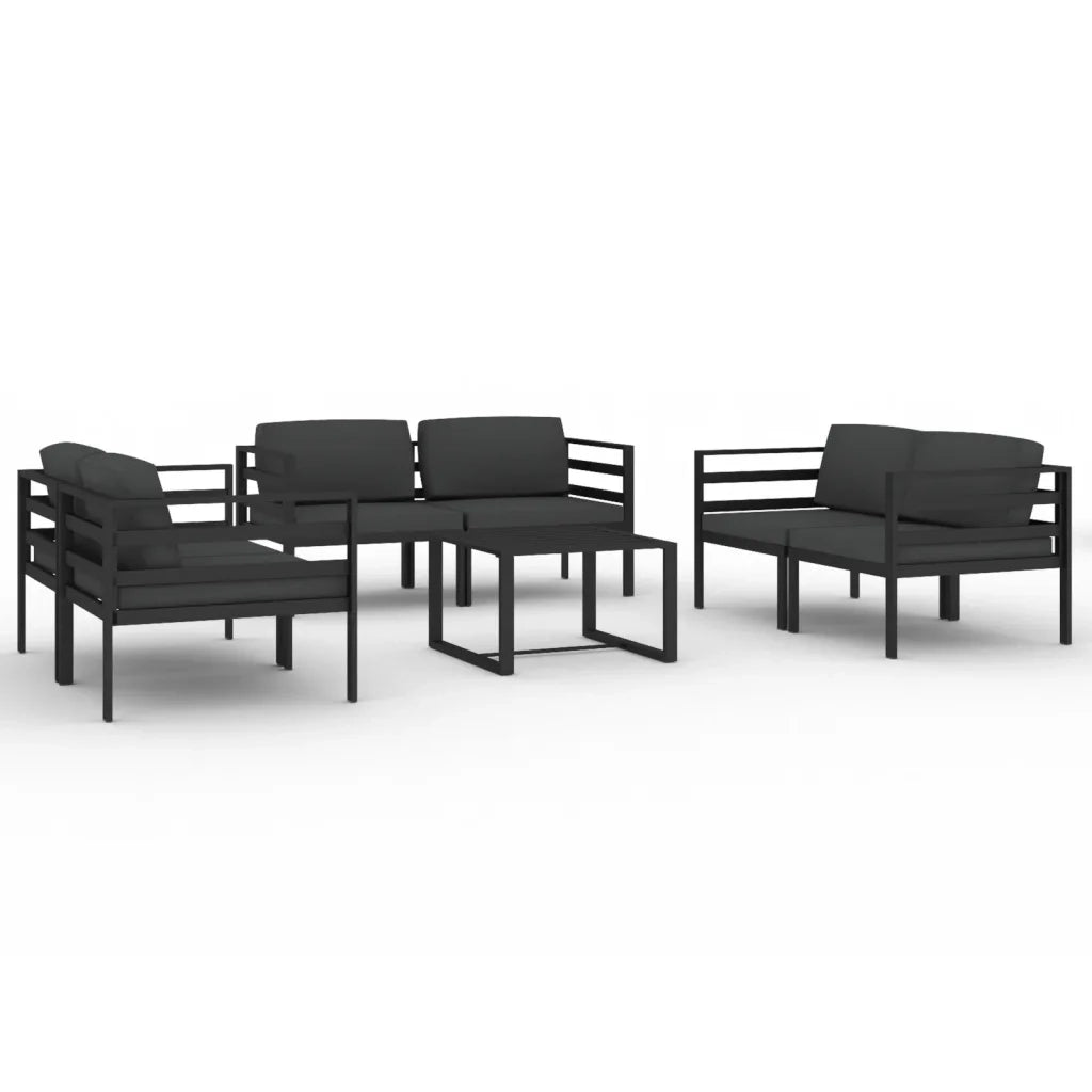 Set Divani da Giardino 7 pz con Cuscini in Alluminio Antracite cod mxl 35801