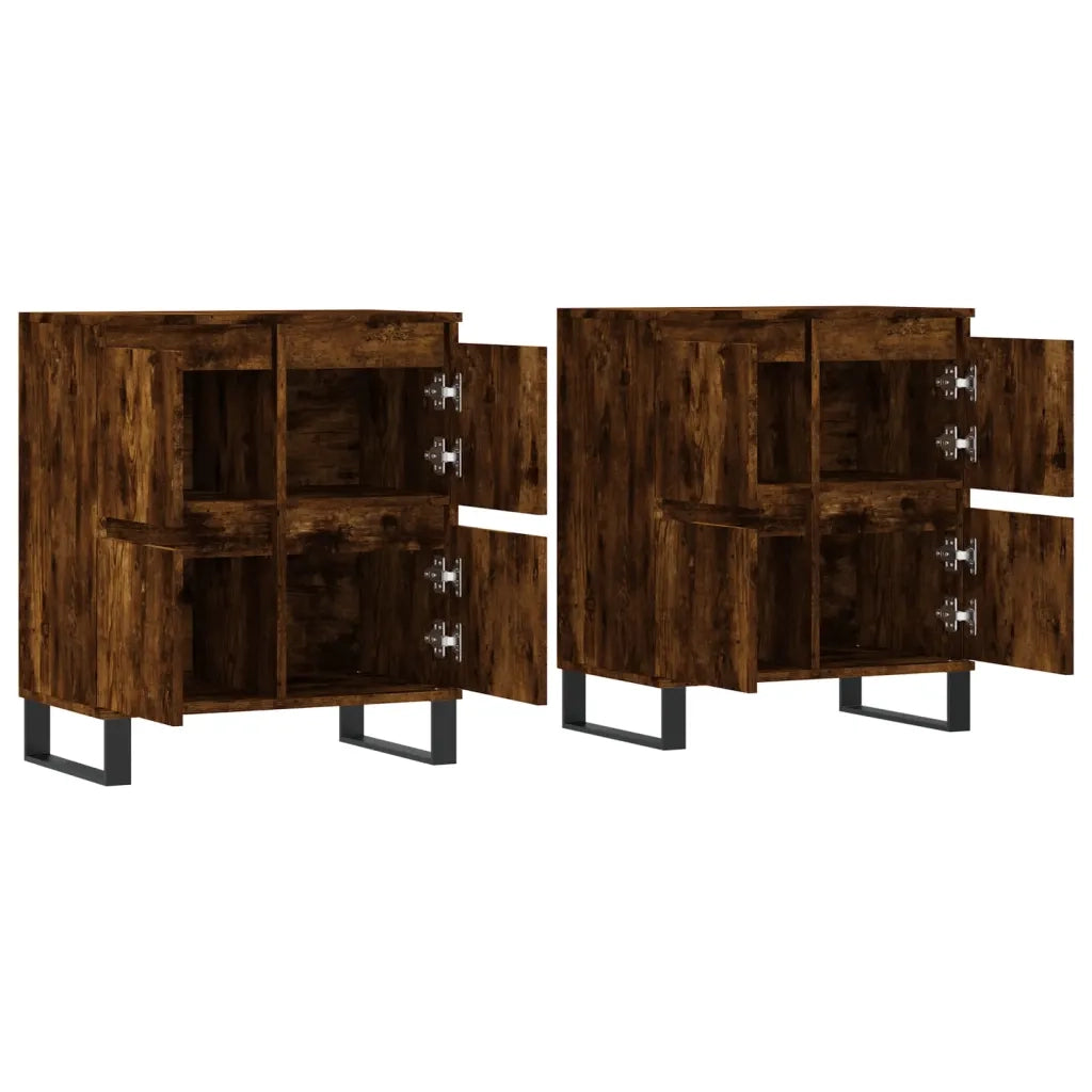 Credenze 2 pz Rovere Fumo in Legno Multistrato 3190186