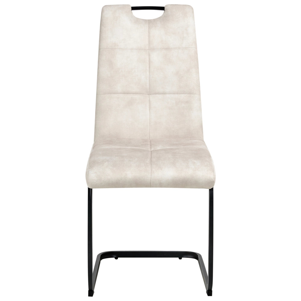 Set di 4 sedie da pranzo Rivestimento in tessuto Seduta imbottita Gambe in ferro beige chiaro