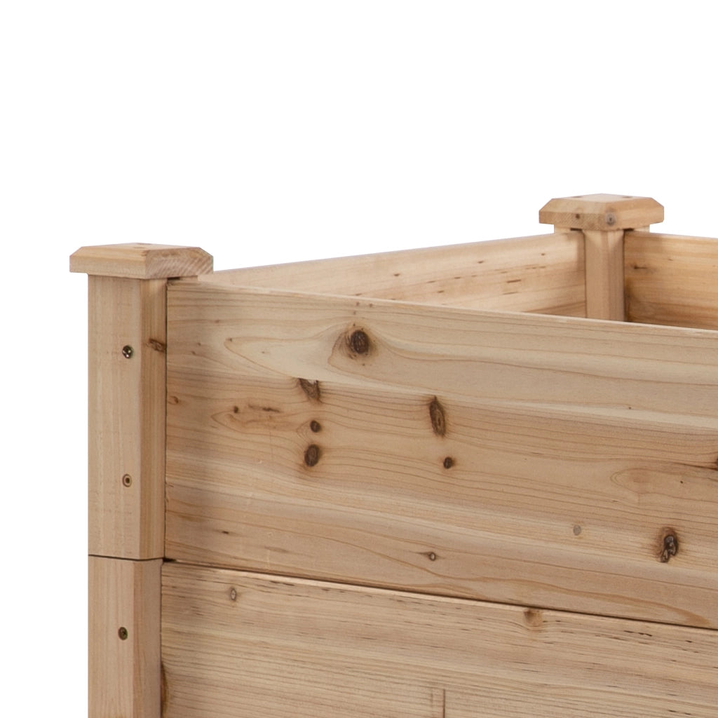 Fioriera rialzata a 3 livelli in legno naturale 124x124x56 cm