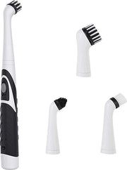 Aspirapolvere elettrico con pennello oscillante per cucina e bagno, schiuma ultrasonica pulitore a batterie con 4 teste per bagno vasca da bagno pavimento in piastrelle muro e cucina (nero)