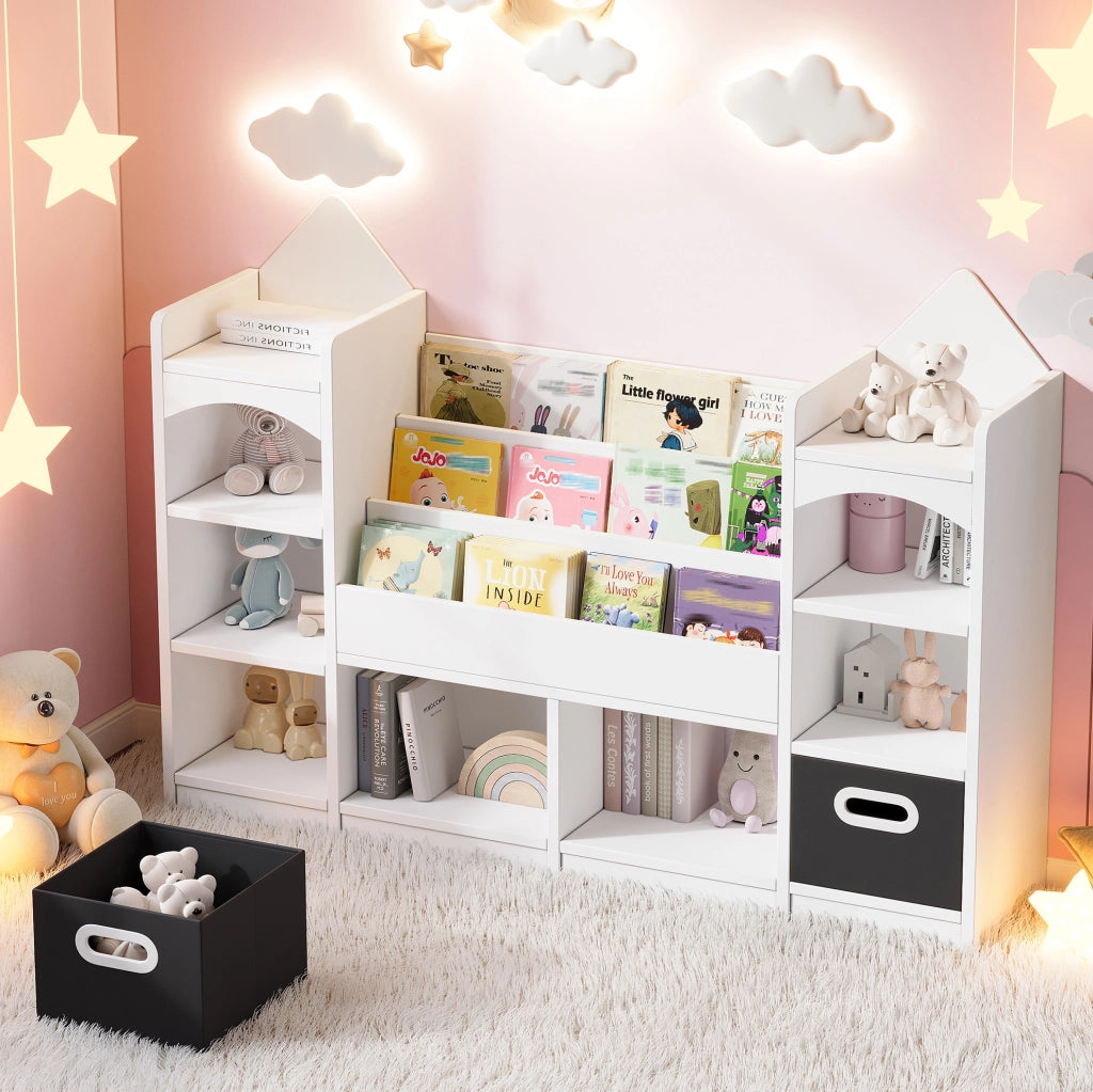 Libreria per bambini con 2 contenitori pieghevoli