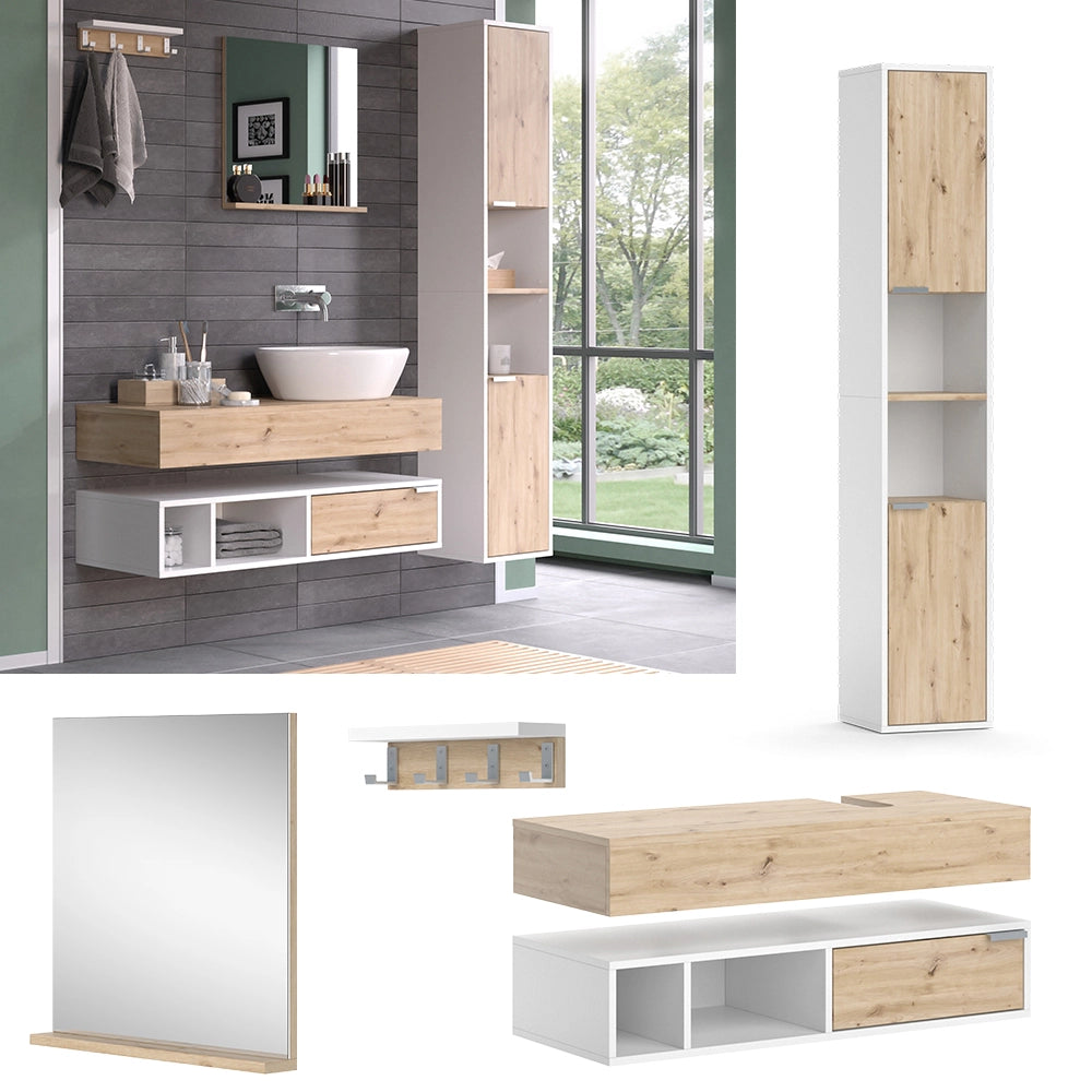 Vicco Set di mobili da bagno Bianco 5 parti