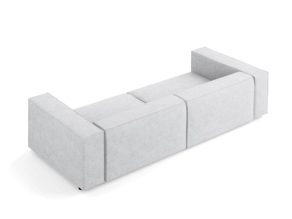 Cosmopolitan Design - Divano "Arendal" 4 posti in ciniglia con effetto a coste grigio chiaro 