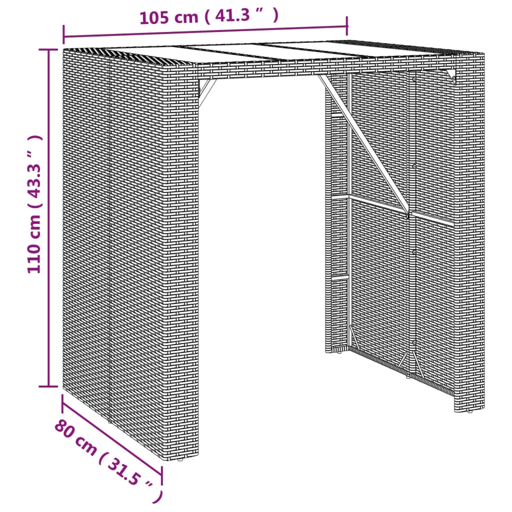Set Bar da Giardino 5 pz con Cuscini in Polyrattan Grigio 3187626