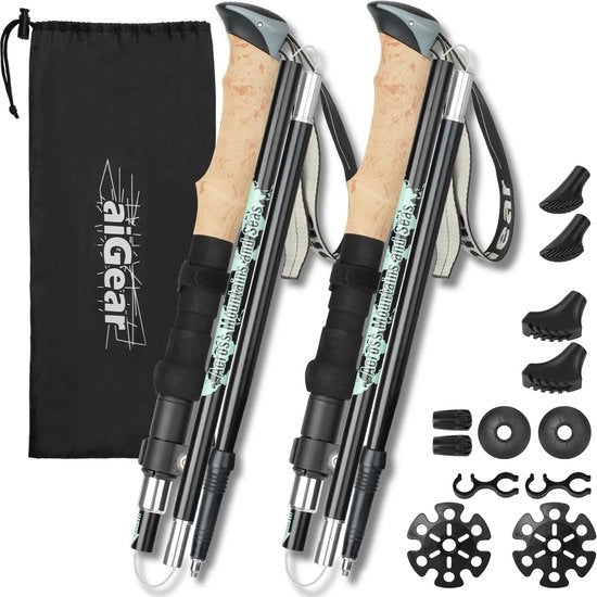 Pacchetto di 2 Trekkingstanghe in Alluminio 7075 Ultraleggero, Regolabili, con Sistema di Blocco Rapido, per Escursioni, Trekking e Campeggio, Dimensioni 105-125 cm