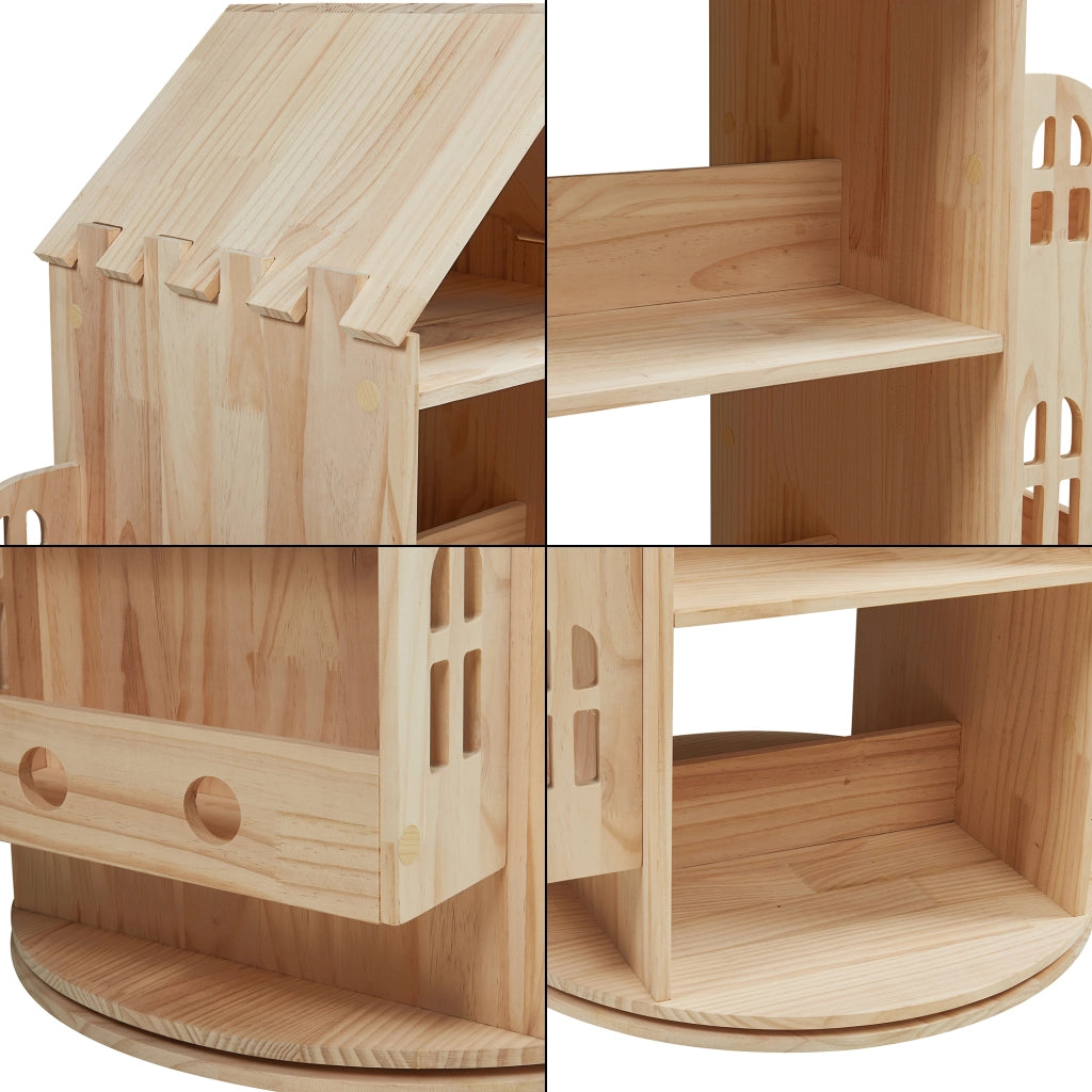Libreria Girevole per Cameretta Sanköre Scaffale Rotante Design Casetta 122x64x43 cm Legno Naturale [en.casa]