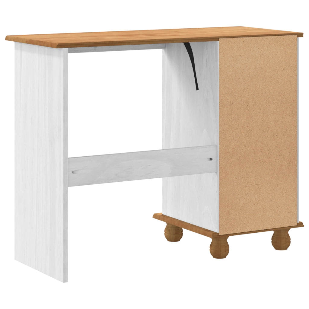 Scrivania 'ASKIM'con cassetti Bianca 95x40x75 cm in legno massello di pino