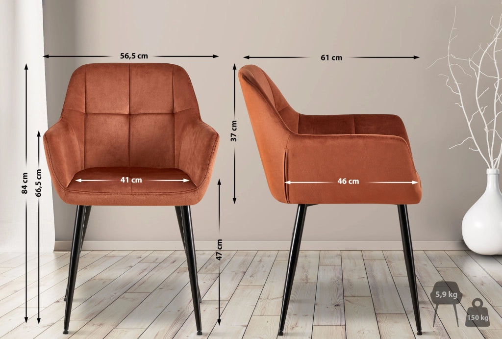 Sedia visitatore Emia Velluto,marrone