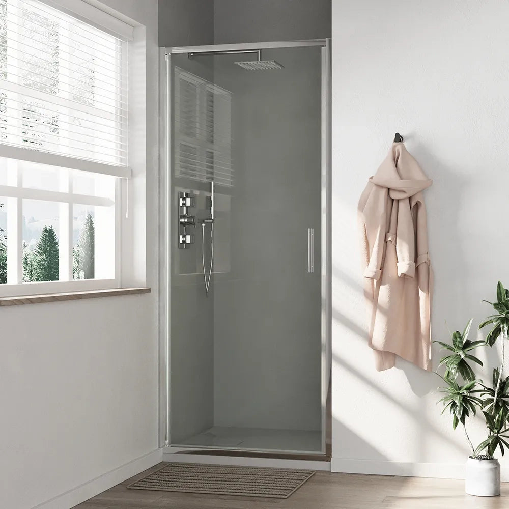 Porta doccia 75cm con apertura a battente profili slim cromati vetro 6mm trasparente h190 | Portofino