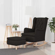 Poltrona con Gambe a Dondolo e Sgabello Nero in Tessuto 3121274