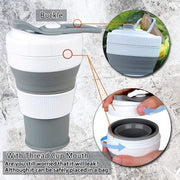 Bicchiere di caffè pieghevole, (Bicchiere con avvito a vite), (450 ml 16oz, 100% sicuro per l'alimentazione silicone BPA-free bicchiere di caffè pieghevole) in grigio