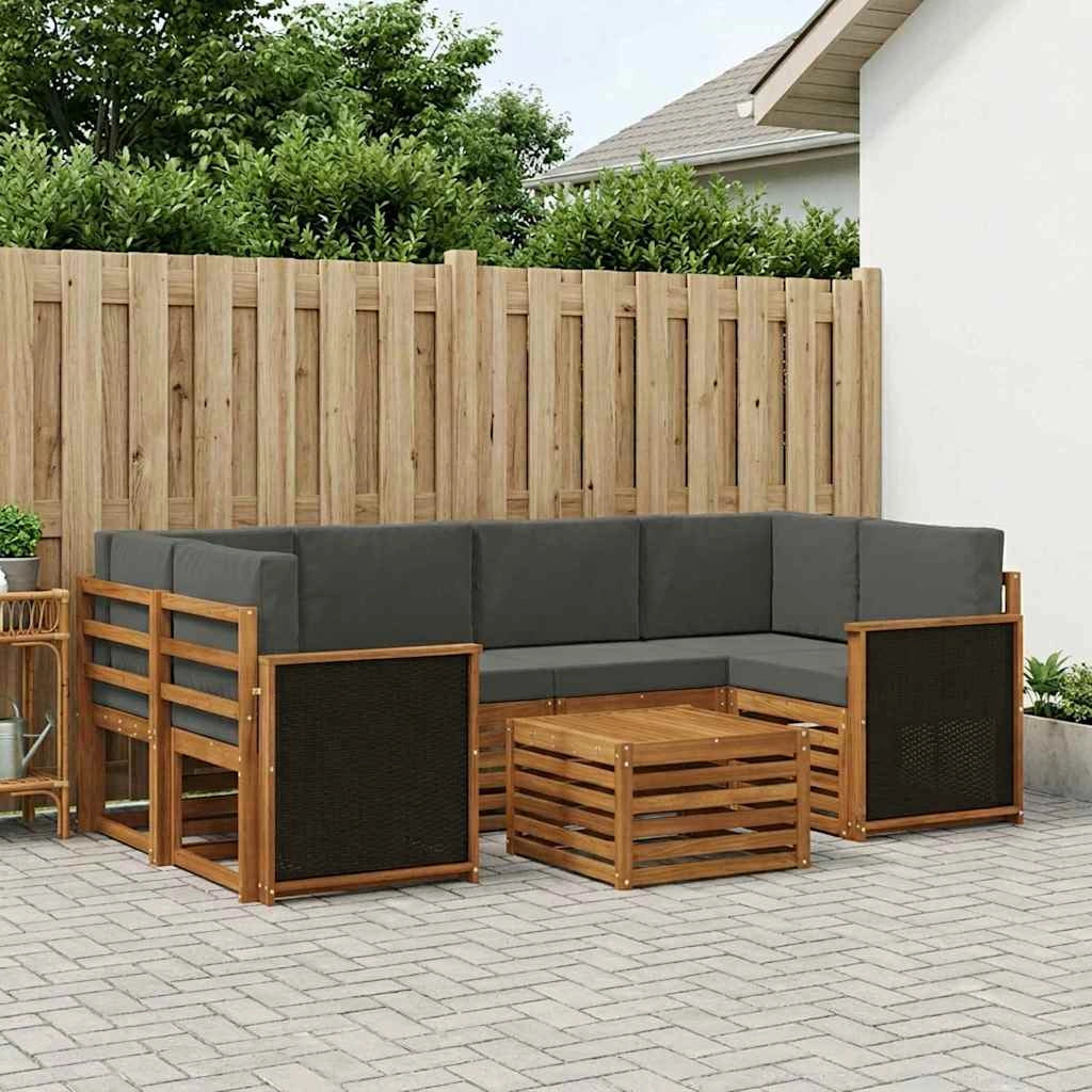 Set di divani da esterno 7 pz Naturale e Antracite 3384073