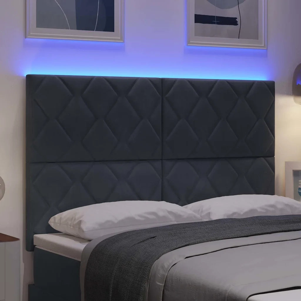 Testiera LED Geometrico Grigio scuro 160 cm Velluto 3338535
