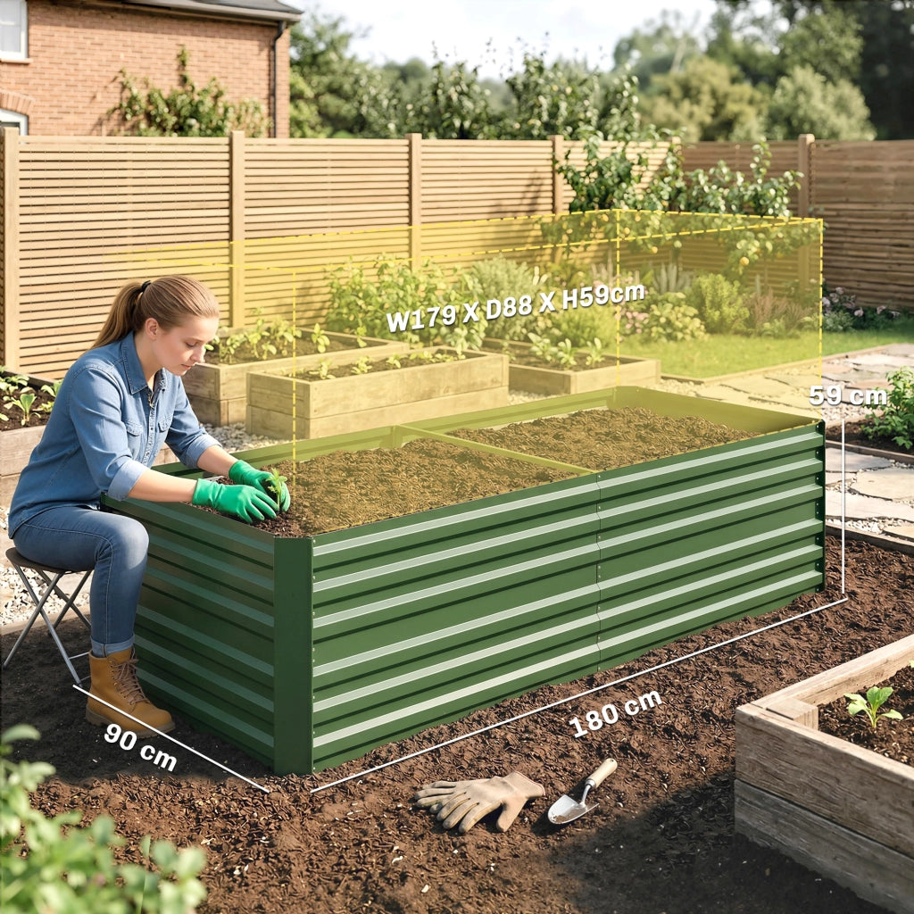 Carr¨¦ da giardino rettangolare ¨C zephmum ¨C grigio acciaio galvanizzato 180x90x59 cm