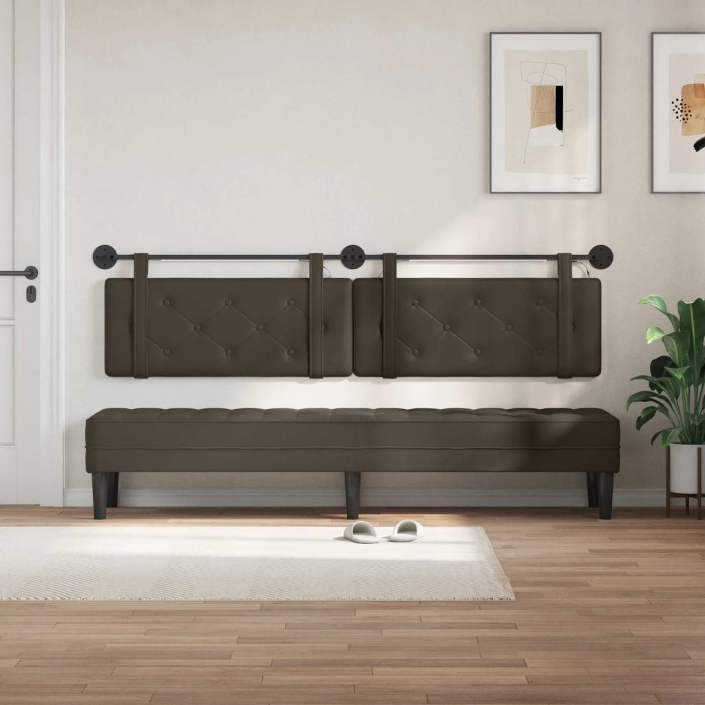 Testiera sospesa Con luce LED Grigio Similpelle
