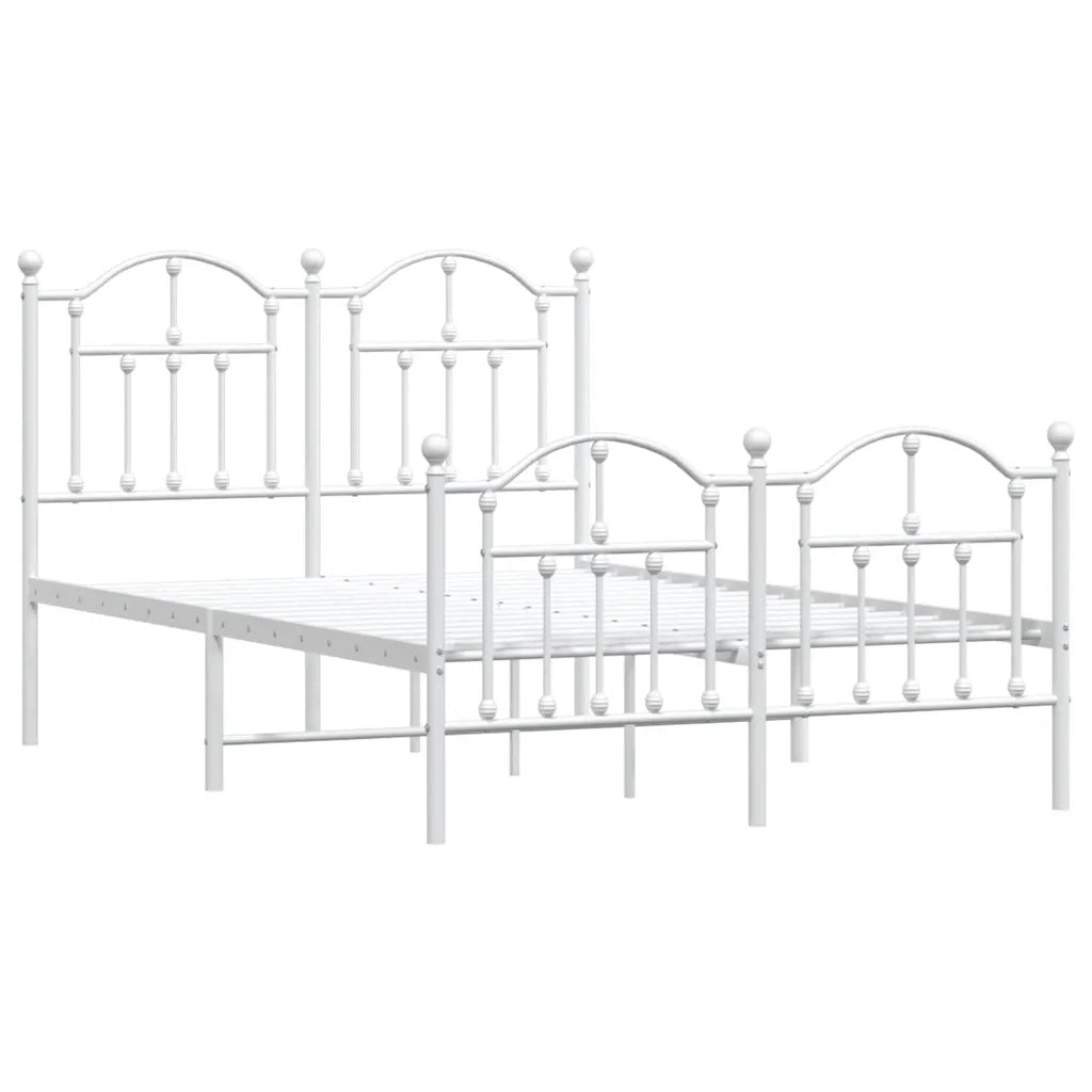 Giroletto con Testiera e Pediera Metallo Bianco 120x200 cm 353504