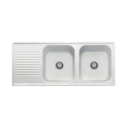 Lavello 116x50 cm 2 vasche gocciolatoio bianco Samet