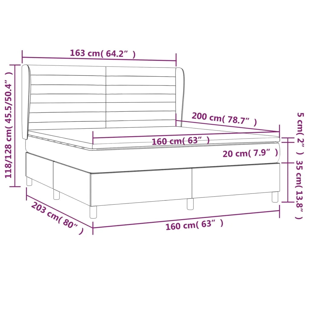 Giroletto a Molle con Materasso Marrone Scuro 160x200cm Tessuto