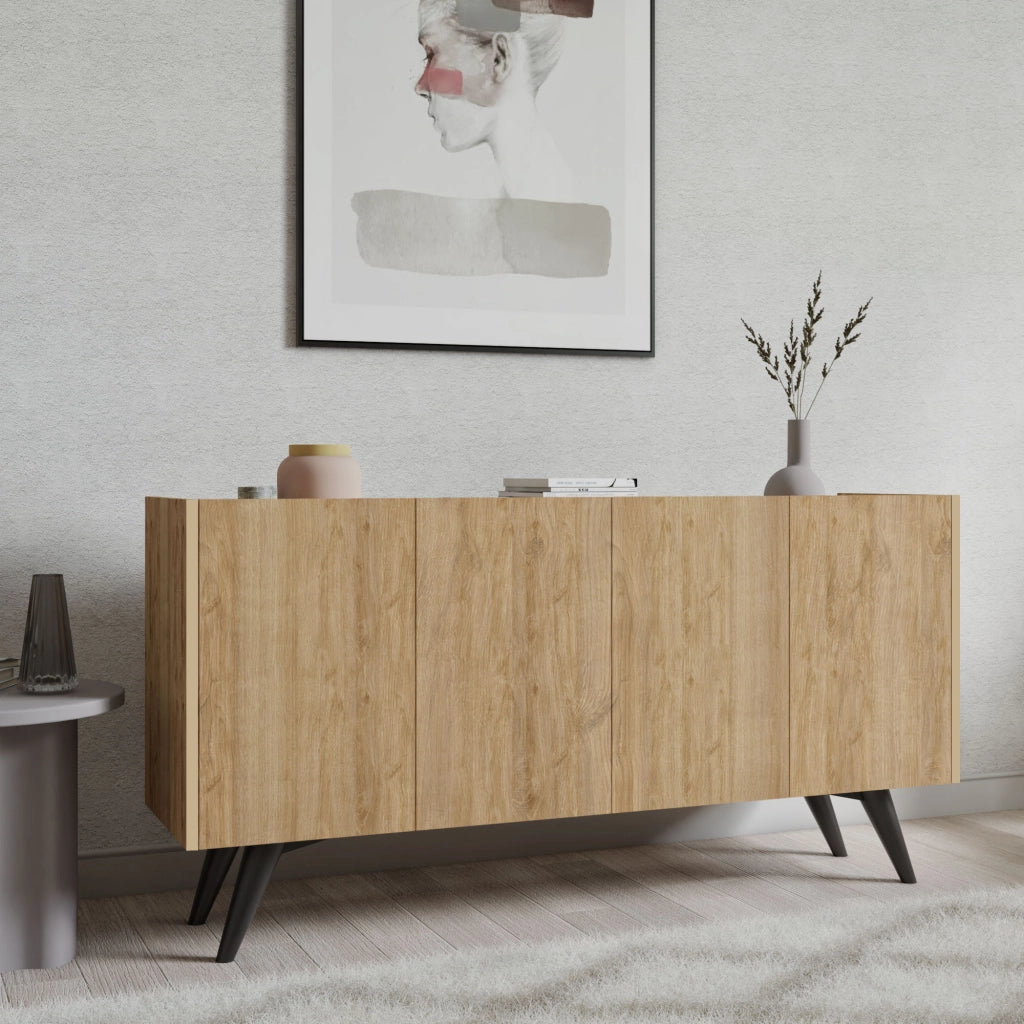 Credenza in legno "Pekin" - 150 x 40 x 76 cm - Marrone
