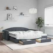 Divano Letto Estraibile Cassetti Grigio Scuro 100x200cm Velluto 3197381