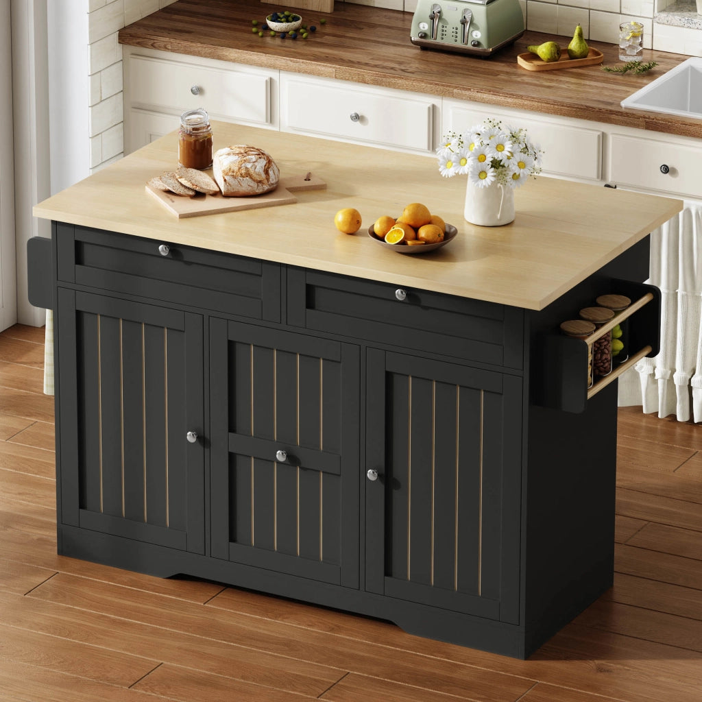 ISOLA CUCINA Pieghevole 120x45(70)x92 cm MDF Nero con ruote