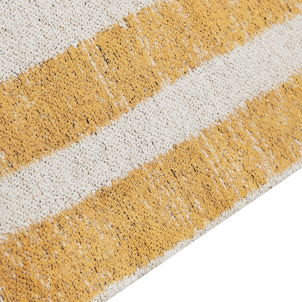 Tappeto giallo e nero in cotone 140 x 200 cm a trama piatta Jacquard con motivo a righe Boho Soggiorno Camera da letto