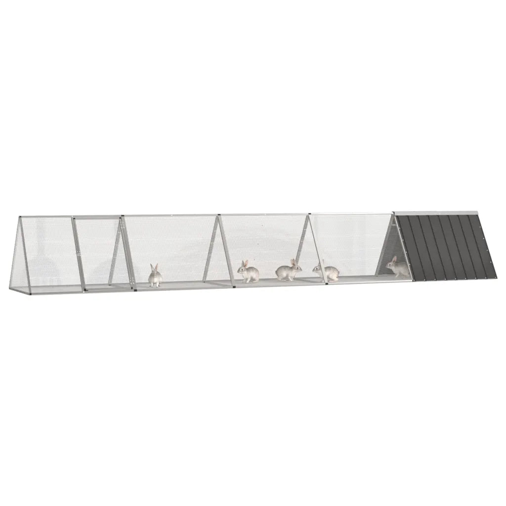 Gabbia per Conigli Antracite 504,5x80,5x71 cm Acciaio Zincato 3106448