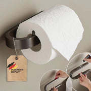 Sostegno per carta igienica senza foratura, acciaio inossidabile, grigio, contenitore per rotoli wc con adesivo resistente