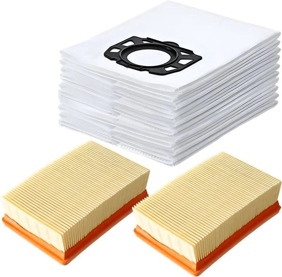 2 filtri HEPA da 2x e 10 sacchi di stoffa per Karcher MV4 MV5 MV6 WD4 WD5 WD6 Per Karcher WD4000 - WD5999 2.863-006.0 Parti di ricambio per aspirapolvere