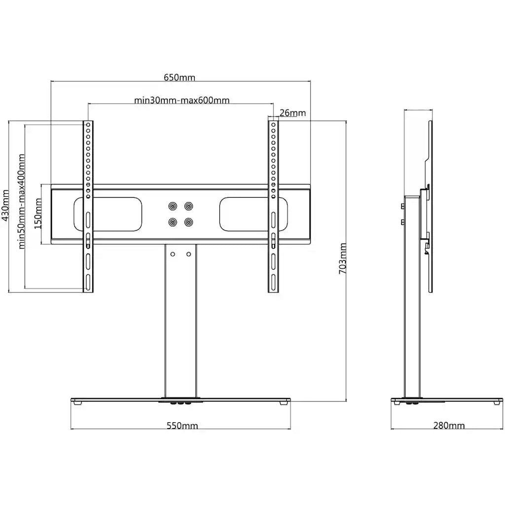 Supporto TV con Base in Ferro Nera 32"-70"