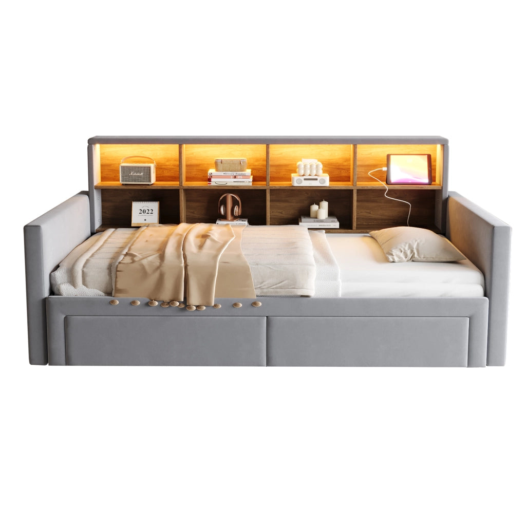 letto poltrona in velluto grigio 90 x 190 cm