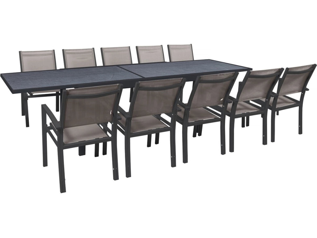 Set da pranzo da giardino estensibile "Lagos" - 200/320 x 105 x 76 cm - 10 sedie - Talpa