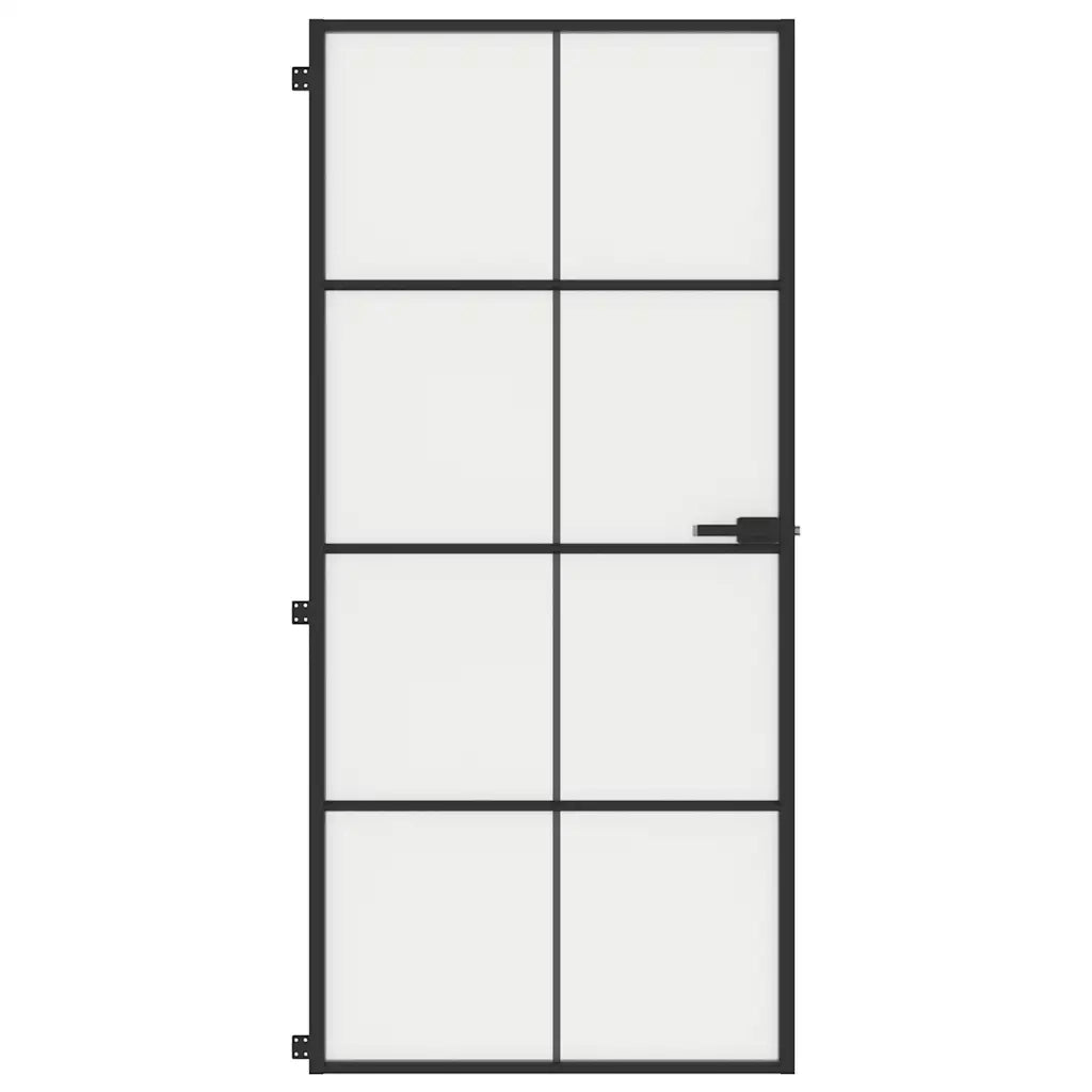 Porta Interni Sottile Nera 93x201,5cm Vetro Temperato Alluminiocod mxl 83801