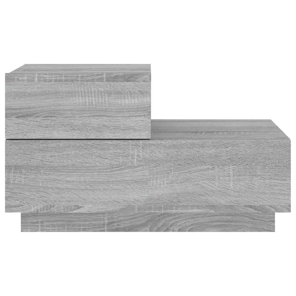 Comodino con Luci LED-Tavolino da notte Grigio Sonoma 70x36x40,5 cm