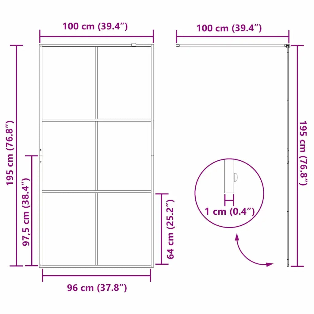 Parete Doccia Walk-in Oro 100 x 195 cm vetro temperato 42022054